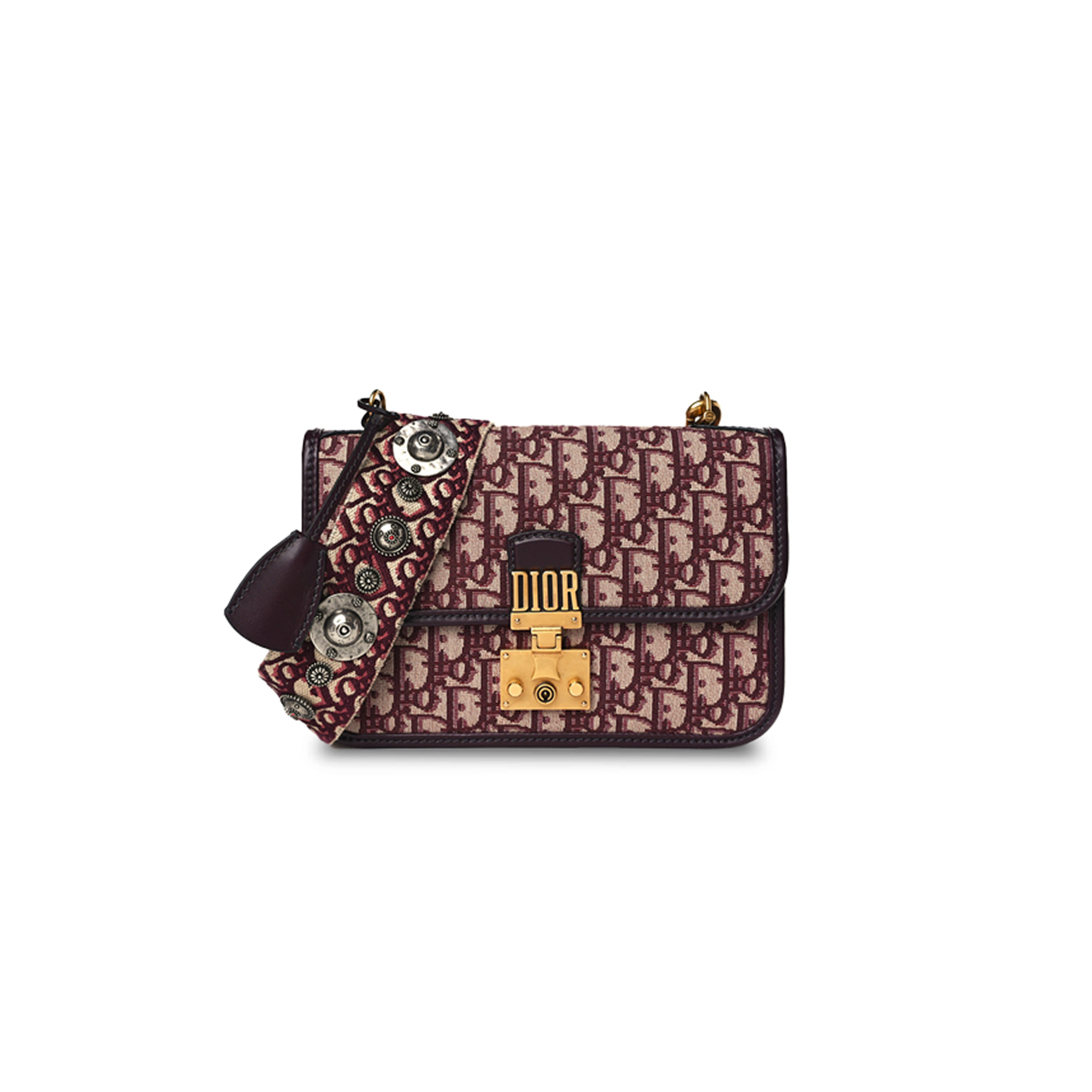 DIOR OBLIQUE DIORADDICT FLAP BAG BURGUNDY (24*17*5.1cm)